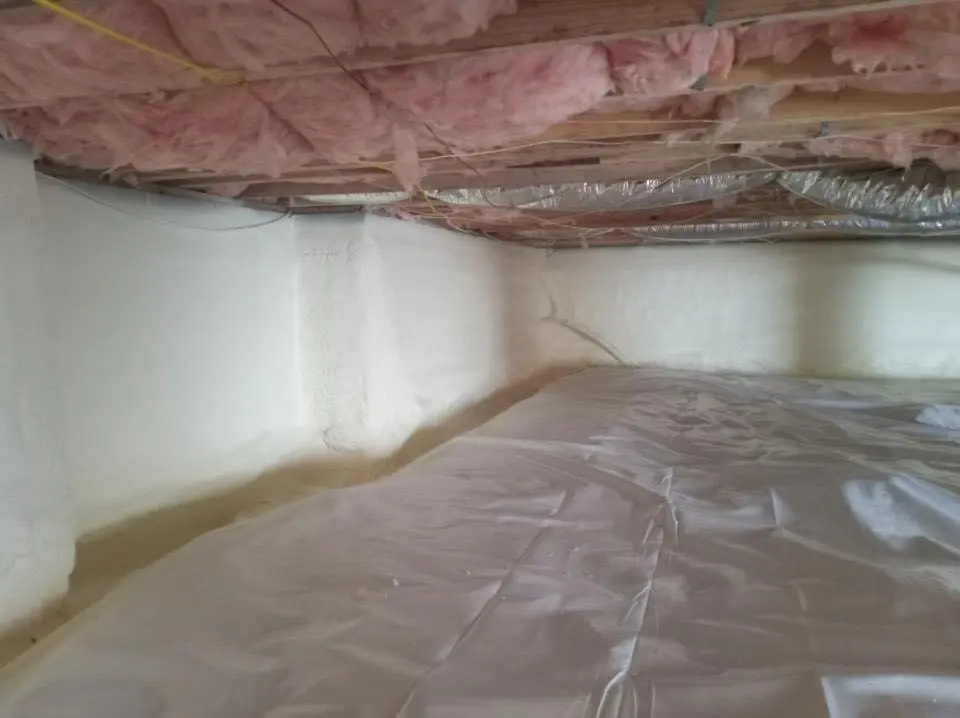 Crawl space encapsulation with closed-cell spray foam for Flat Roof Repair in Crawfordsville